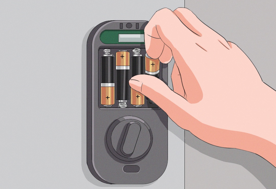 Illustration of checking the batteries of smart lock