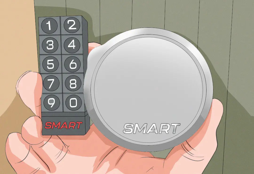 Illustration of holding the keypad and smart lock close to each other